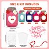 25/50Pcs Valentines Day Cards Clear Sealed Bags Heart Window Valentine Exchange Cards Kraft Paper Candy Packaging Bags