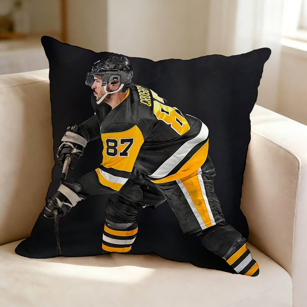 Hockey player SSidney Crosby Square DoubleSided printed Pillow Case Bedroom Bedside Pillow Sofa Cushion Cover