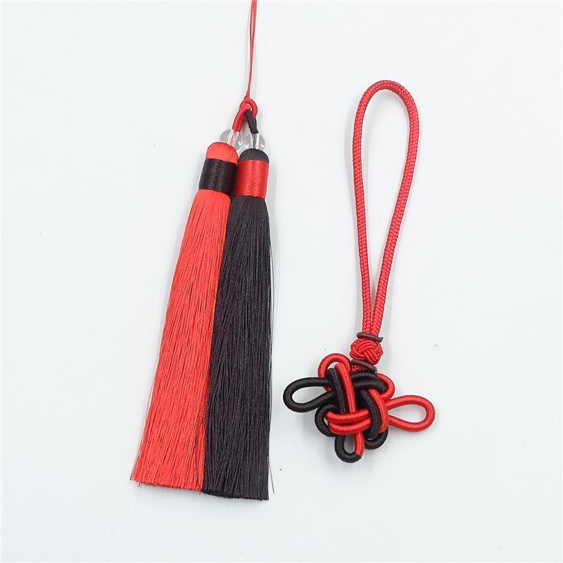 Двухцветная кисточка с китайским узлом, кисточка против морщин в китайском стиле, кисточка с китайским узлом, подвеска в этническом стиле, ухо из ледяного шелка.