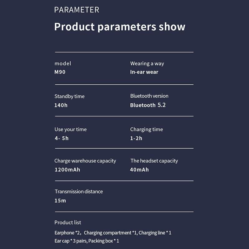 Tws M90Pro Беспроводная Bluetooth-гарнитура Стерео наушники с шумоподавлением Handfree Вождение Беспроводные наушники Зарядное устройство