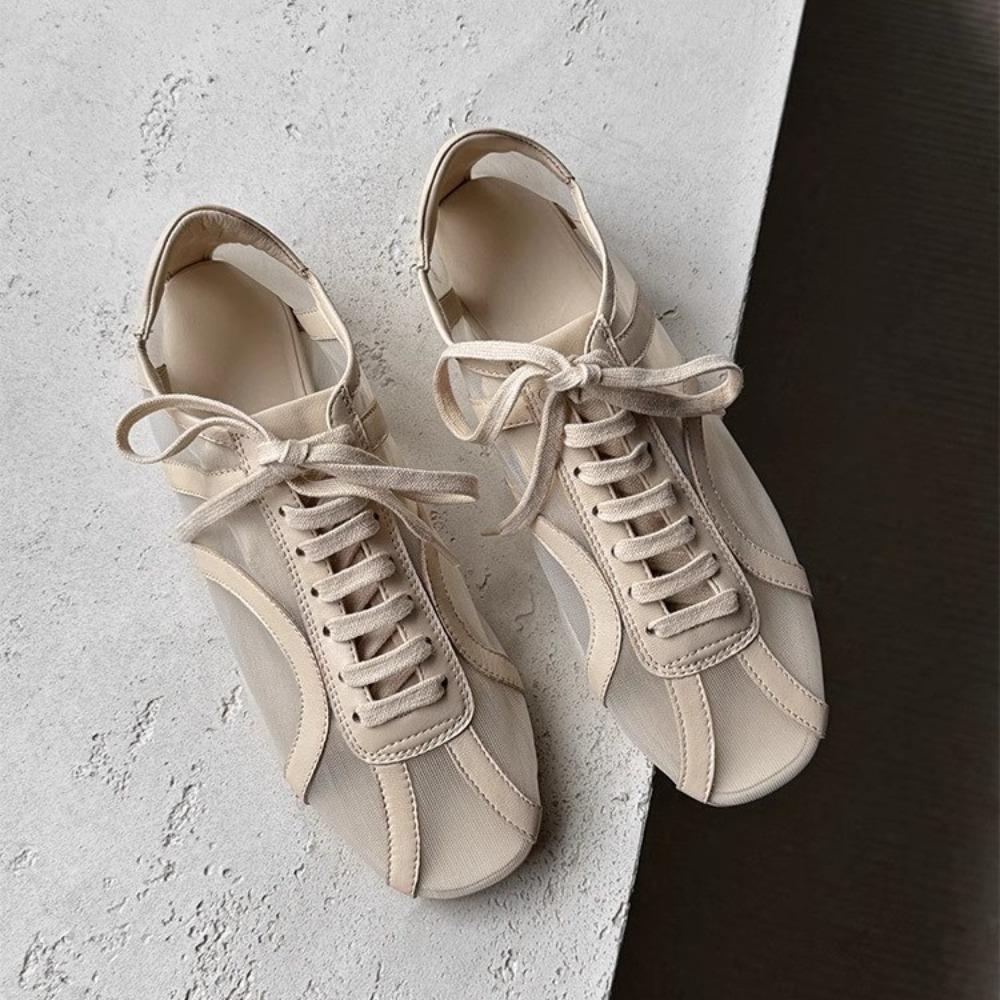 Модная немецкая тренировочная обувь Женская 2025 Летняя Плоская На шнуровке Обувь Форреста Гампа Женская Натуральная кожа Сетчатая вентиляция Кроссовки