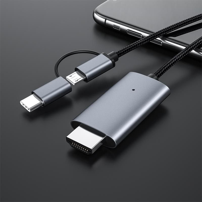 TYPE C Lightning to HDMI-совместимый HDTV-телевизор, цифровой AV-кабель-адаптер 1080P для iPhone iPad Android Phone