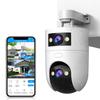 JOOAN 3МП x 2 Двухобъективная камера безопасности Уличная облачная Автоматическая всенаправленная камера наблюдения Дистанционное управление Wi-Fi Ночное цветное видение Функция PTZ Поворот