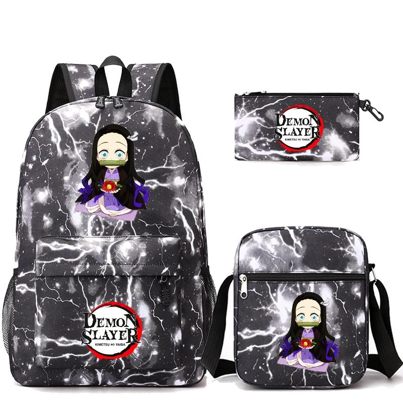 3 шт./компл. рюкзак «Убийца Демонов» в стиле аниме с сумкой на плечо, пенал для мальчиков и девочек, школьная сумка для книг, мужская и женская дорожная сумка