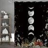 Moon Phase Witchcraft Gothic Wildflower Night Sky Floral Shower Curtain, Bathroom Decorative Shower Curtain, Waterproof Shower C