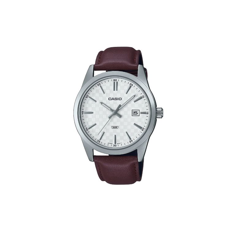 Casio Life Waterproof Quartz Movement Leather Strap Watch Men Watches Silver MTP-VD03L-5A
