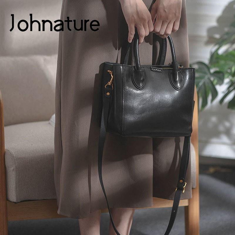 Johnature Роскошные сумки из натуральной кожи, женские сумки ручной работы из натуральной натуральной яловой кожи, однотонные простые сумки на плечо