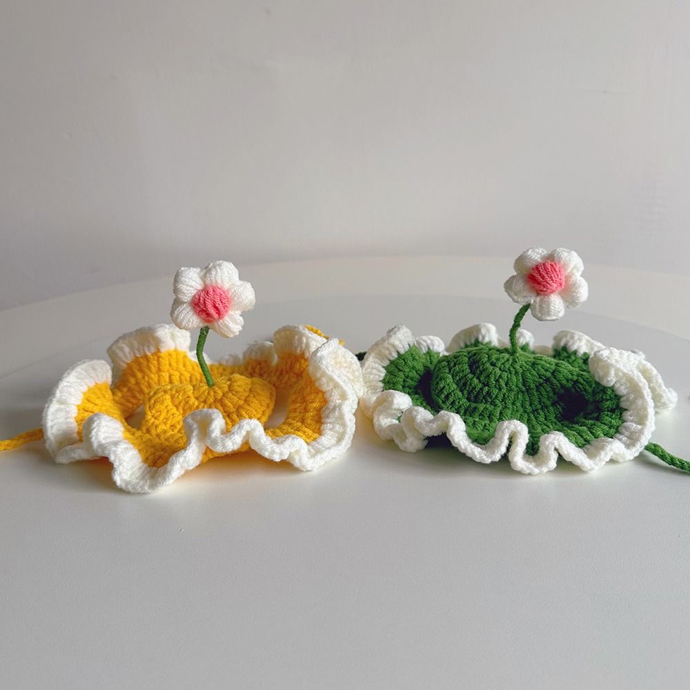 Cute Pet Hat Cat Hat Cute Flower Kittens Knitted Hat Handmade Photo Shoot Props Pet