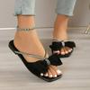 Мода 2024 года, большие размеры, тапочки Zapatos Para Mujeres со стразами и бантом на плоской подошве, нескользящие, модные уличные сандалии, тапочки 43 ярда