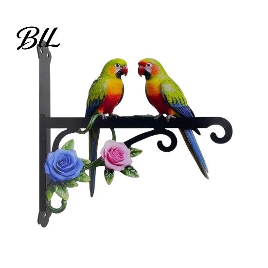 Sky Garden Wall Combination Metal Plant Hanger Hook Heavy Duty Hanging Basket Bracket Decorative Parrot Imitation Rust Orange Cat Flower Butterfly for