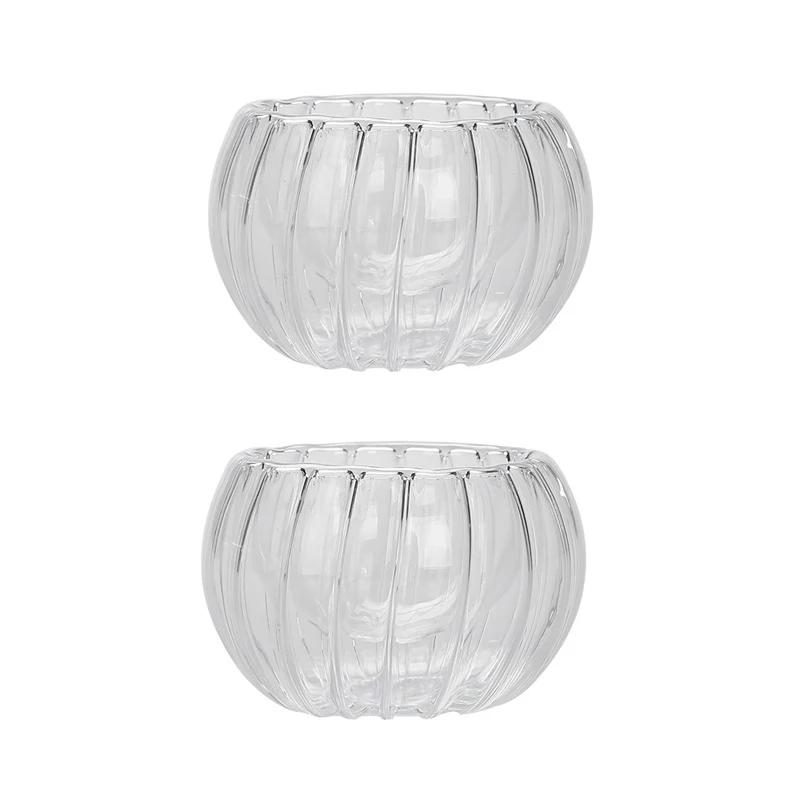 2/6 шт. 50 мл прозрачная полосатая стеклянная чашка для чая в форме тыквы, термостойкая овсяная чашка для молока, кофе, бытовая кружка для чая, посуда для напитков