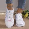 Printed Canvas Shoes Women's Large Size Shallow Mouth Lace-up Sports Board Shoes Casual Flat Shoes 43