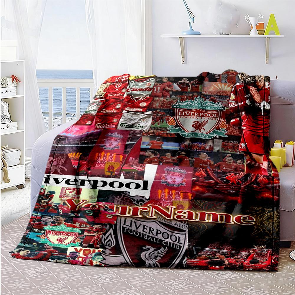 Liverpool Personalized Name Blanket Lightweight Customizable Blanket Warmthful Decor Suitable for Nap Bedding Sofa Home Decor Ideal for All Seasons