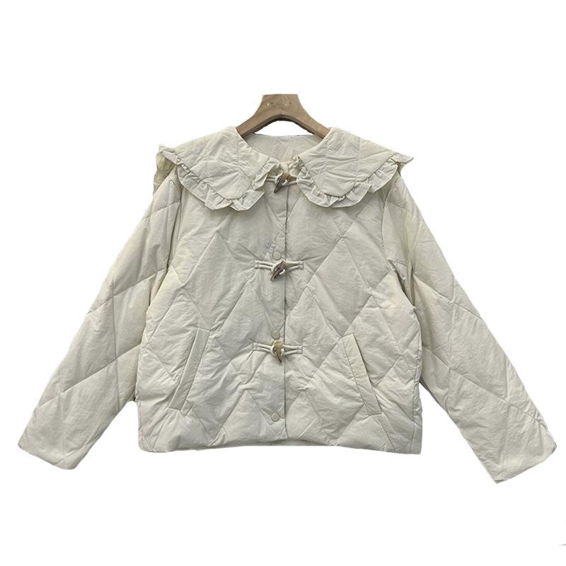 Милая женская куртка-пуховик Baby Face 2024 года, зимняя, новая, уменьшающая возраст, с роговой пряжкой, теплое маленькое пальто прилив
