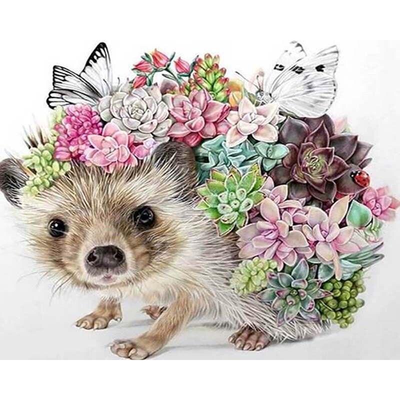 5d полная дрель круглая алмазная живопись ёжик для детей мозаика животное алмаз ручной работы подарок домашний декор 40x50 см