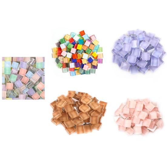100 г/пакет, 1x1 см, мозаика, разные цвета, прозрачная квадратная мозаика для маленьких детей и взрослых, сделай сам, ручная работа, художественные промыслы, украшение проекта, кусок стекла