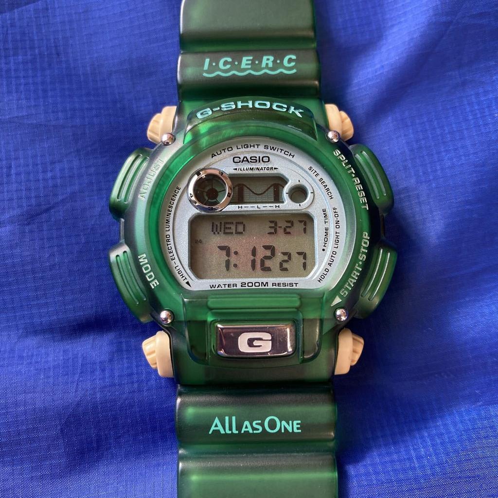 Casio EL Кит Дельфин Кит Дельфин Кит Ободок и Ремешок Окрашенные в Зеленый 8-й Кит Дельфин Скелет DW-9000K G-SHOCK
