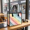 Fashion Rainbow Striped Large Tote Casual Carry All Bag Daily Use Shoulder Handbag