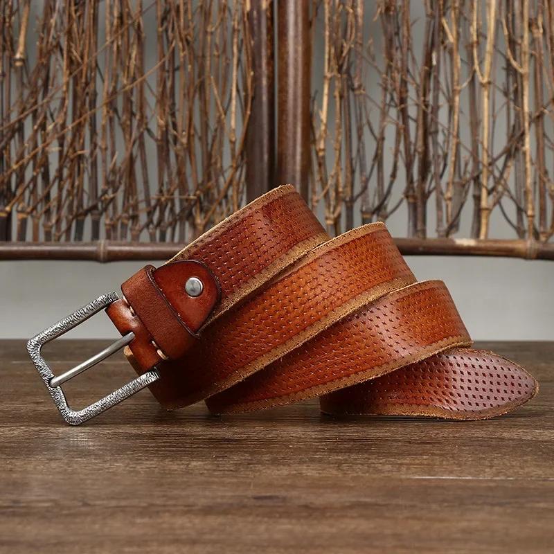 3,8 см чистая коровья кожа высокого качества ремни из натуральной кожи для мужчин фирменный ремень мужской пряжка из нержавеющей стали модные винтажные джинсы ковбой