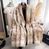 Autumn Winter  Elegant Floral Design Scarf Imitation Cashmere Soft Warm Versatile Shawl Coldproof Windproof Blanket