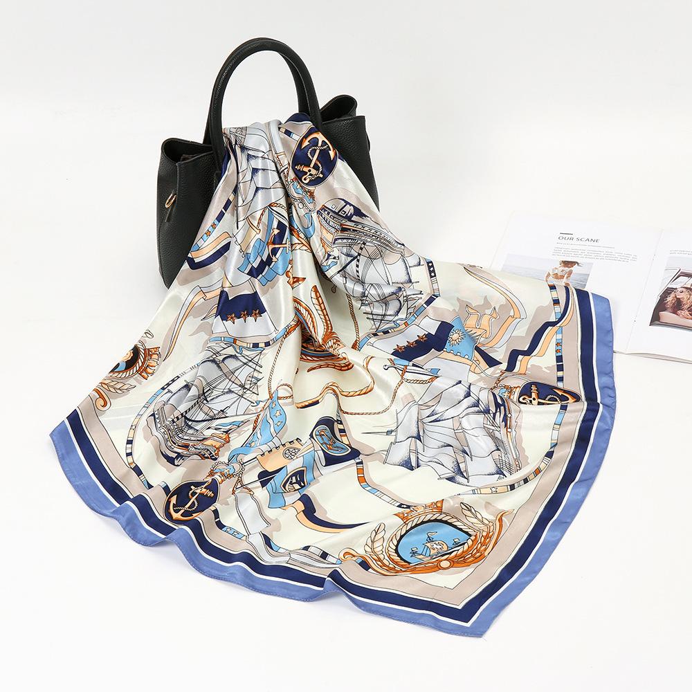 New European and American Printed Silk Square Scarf Fashion Women's Versatile Bag Headscarf Professional Scarf Silk Scarf