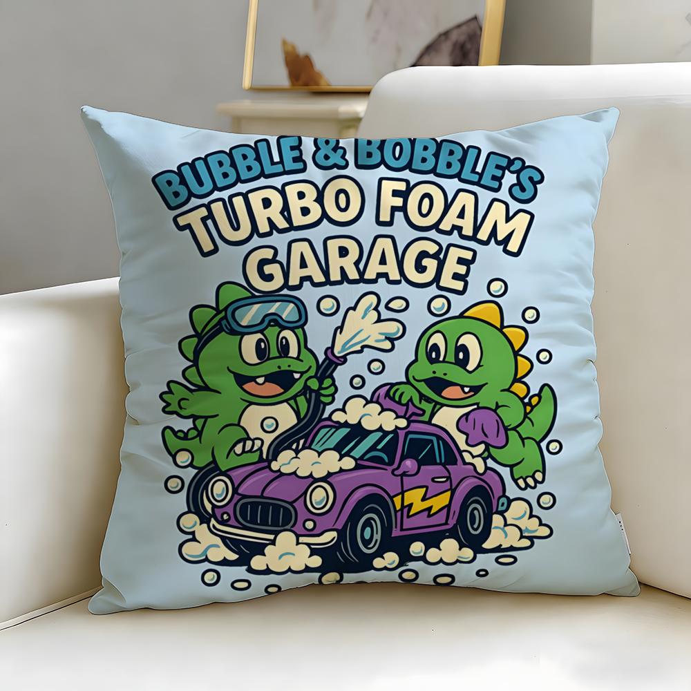 classic game Bubbles Bobble Cushion Cover Soft EasyWash Pillow Case Versatile for Couch Bed Travel and Office