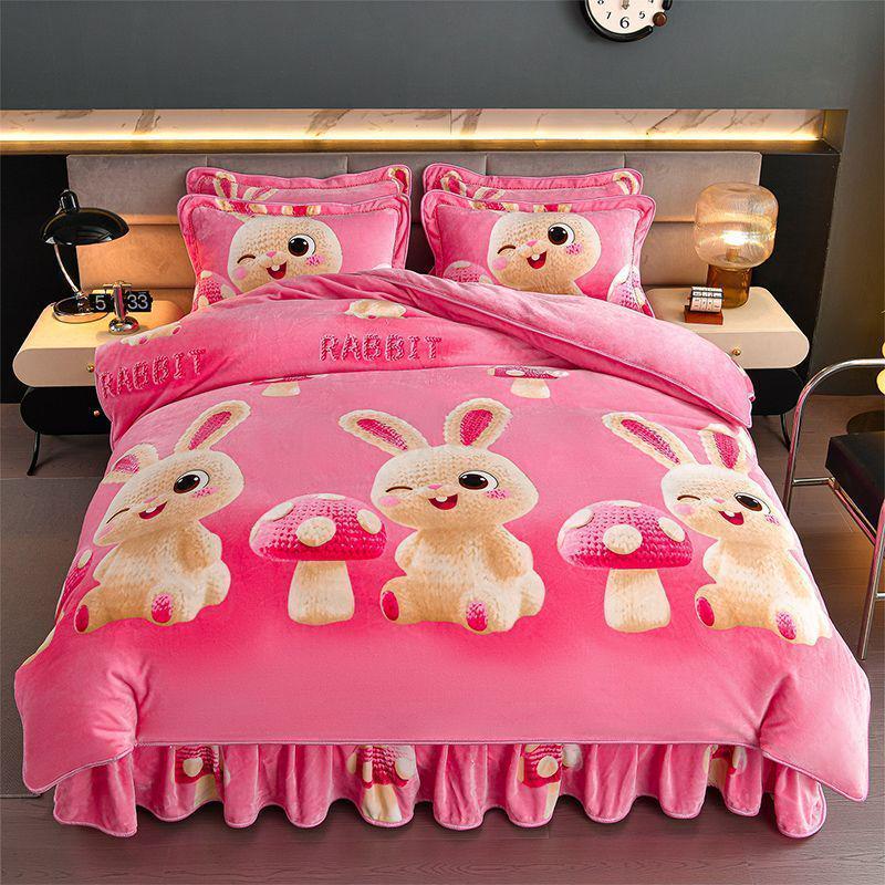 G5Z9 Jin Double-Sided Thickened Velvet Four-Piece Bedding Set for Weddings