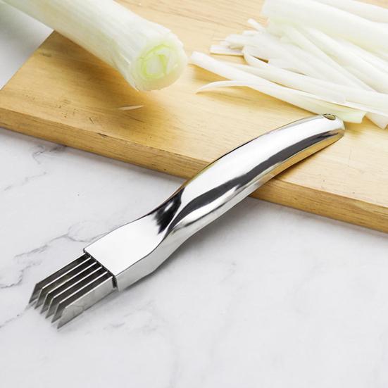 Слайсер для лука из нержавеющей стали, 6-лезвийный измельчитель зеленого лука, резак с нескользящей ручкой, кухонный измельчитель овощей, инструмент для зеленого лука