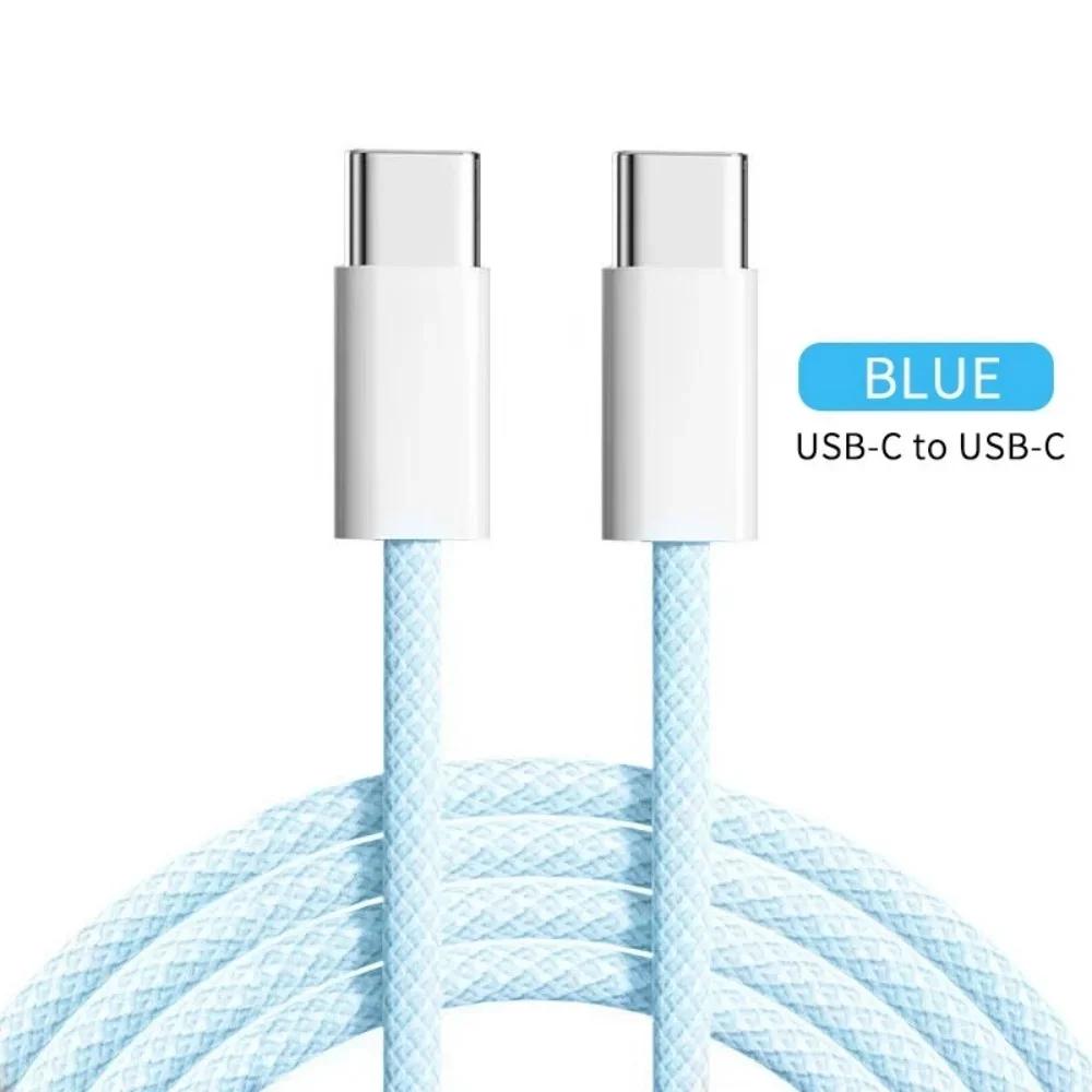 60 Вт PD USB C кабель для быстрой зарядки для iPhone 15 16 Pro Max 15 16 Plus Samsung Huawei Xiaomi Redmi Type C на Type C плетеный кабель