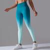 Леггинсы для йоги с высокой талией и градиентом, женские леггинсы для фитнеса, бесшовные вязаные эластичные колготки, брюки для занятий велоспортом и подъемом бедер