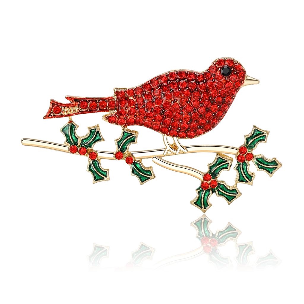 Cross Border Branch Red Bird Cute and Exquisite Women's Coat Suit Breast Flower Jewelry Animal Pins