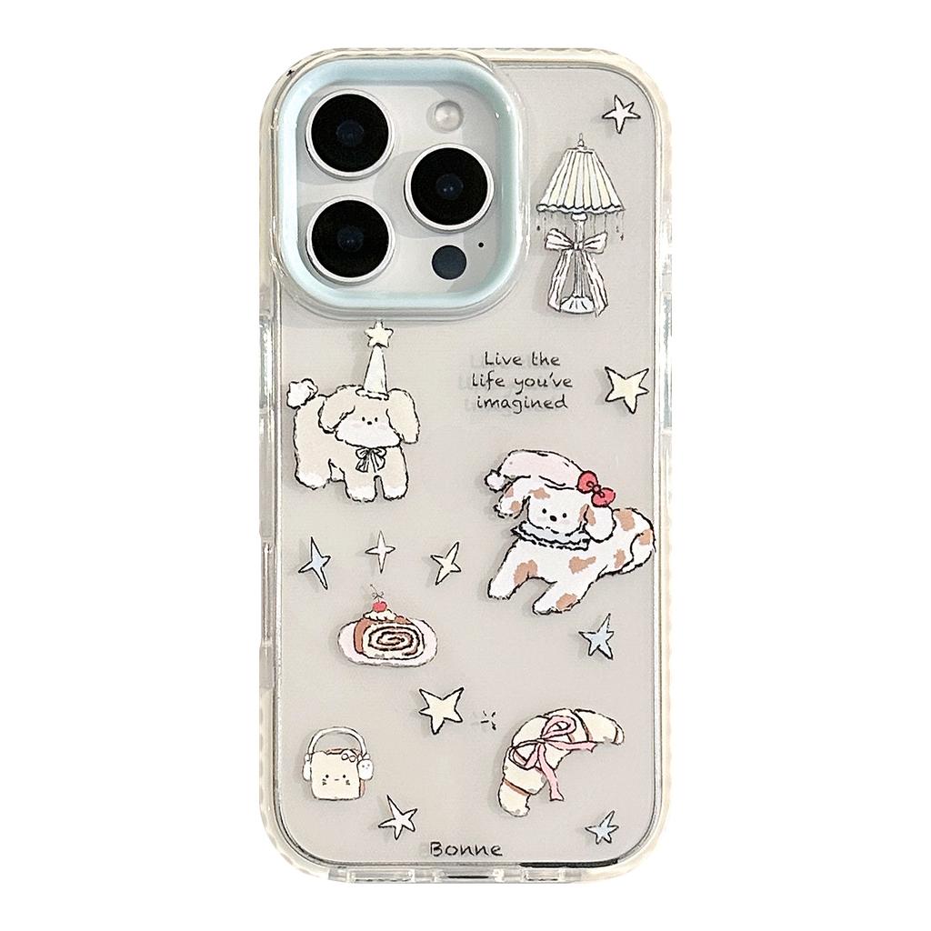 Cartoon Illustration Puppy Suitable for Apple 16 Mobile Phone Case 14 Niche Doodle IPhone 15 Promax Transparent 11 Soft