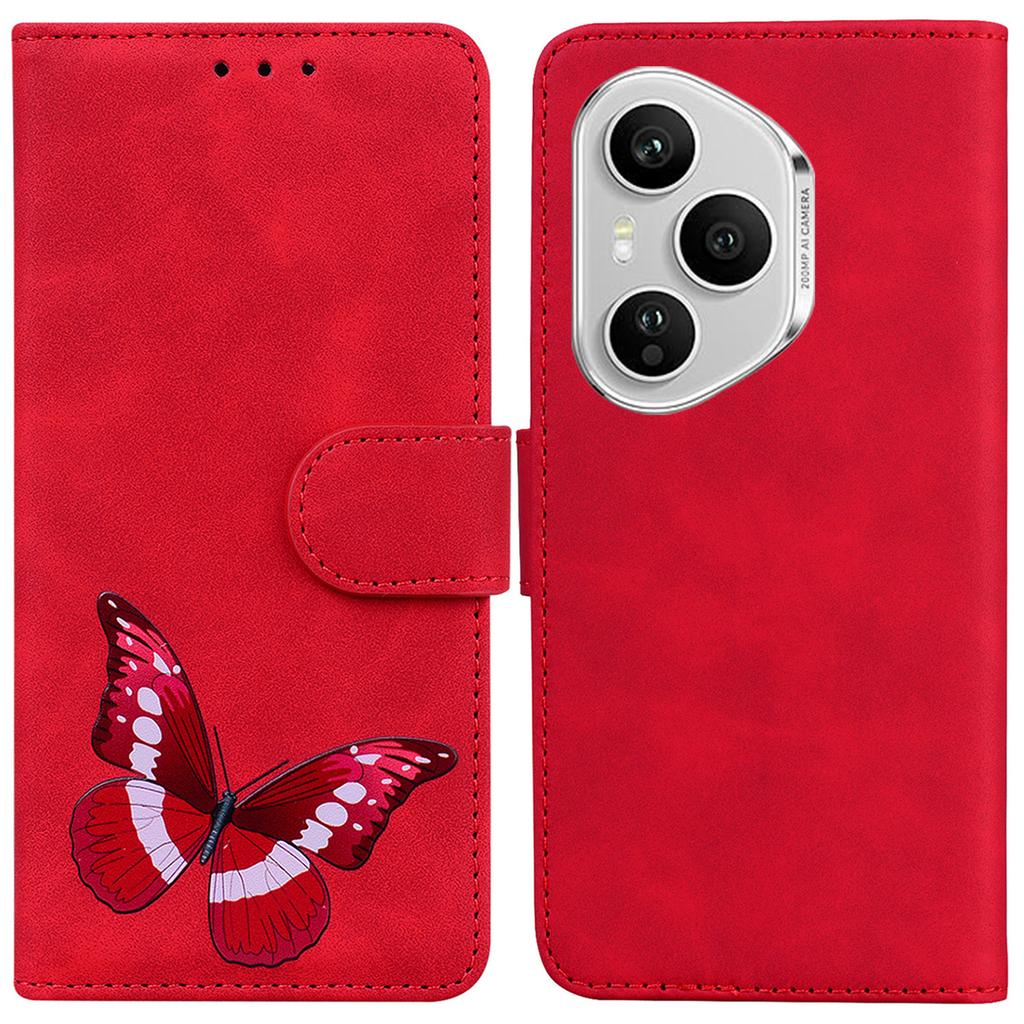 For Honor 400 Pro 5G (Global) Stand Case PU Leather Phone Cover Butterfly Printed