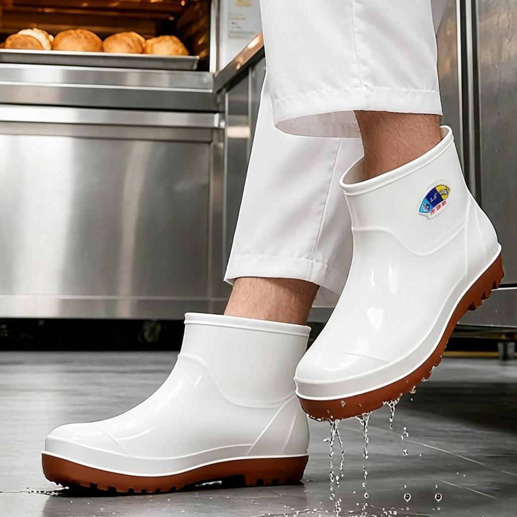 Food hygiene boots soft sole work shoes acid and alkali oil resistant white rain shoes labor insurance wear resistant chef water shoes