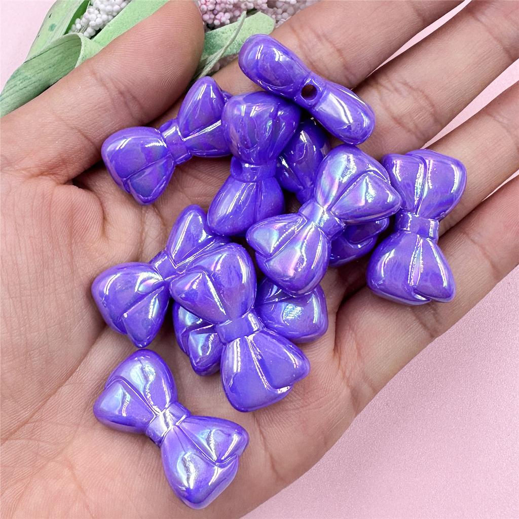 Necklace Big Bow Beads Dazzle Key Chain Making 10pcs for Bracelet 15.8*28.8mm Acrylic Beading Material Fashion Pendant Accessories