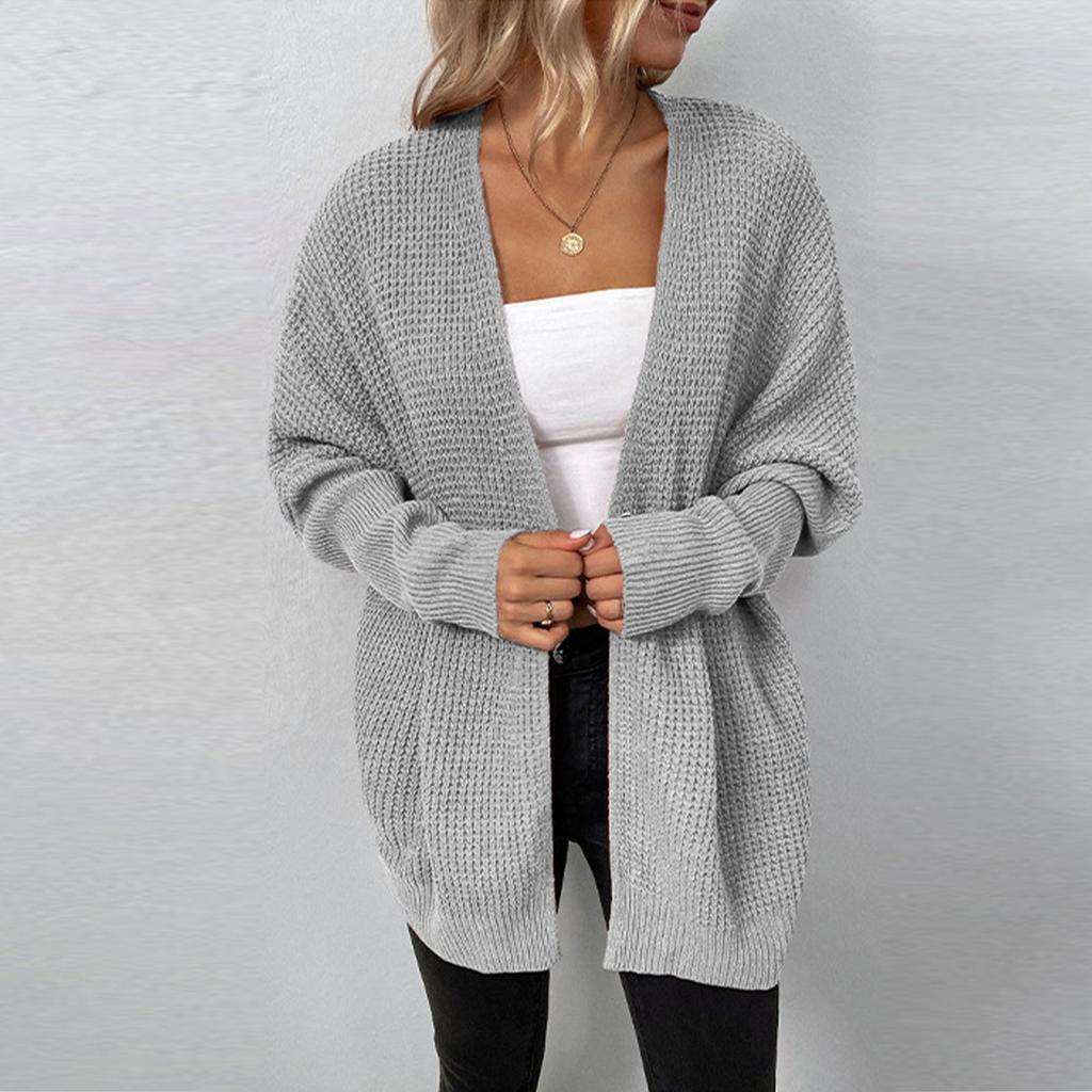Женский однотонный вязаный кардиган с кукольными рукавами, свитер с длинными рукавами и пуговицами