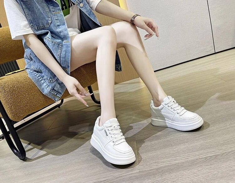 Fujin/5 см из вулканизированной натуральной кожи, устойчивые кроссовки на платформе, массивные ботинки, женская весенне-осенняя повседневная обувь