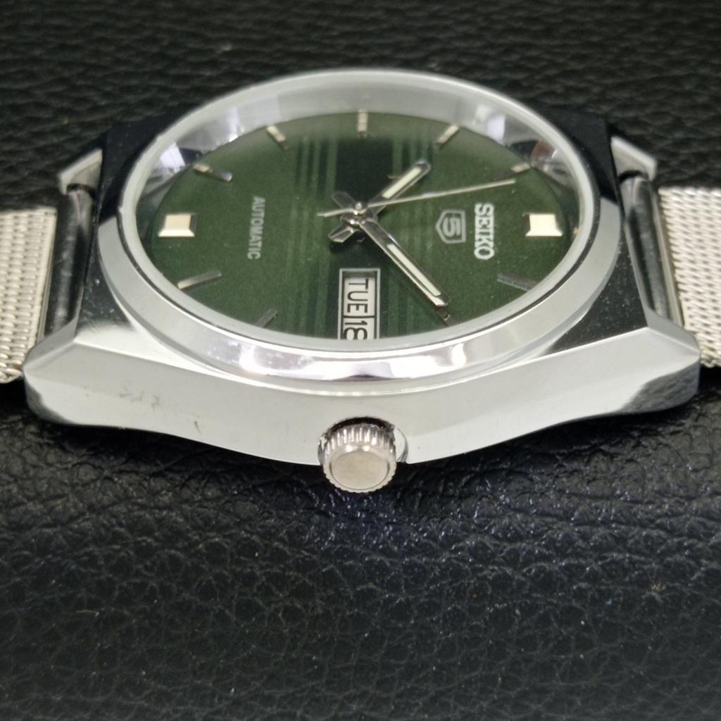 ВОССТАНОВЛЕННЫЕ ВИНТАЖНЫЕ МУЖСКИЕ ЧАСЫ SEIKO 5 AUTOMATIC JAPAN С ЗЕЛЕНЫМ ЦИФЕРБЛАТОМ a434687-2