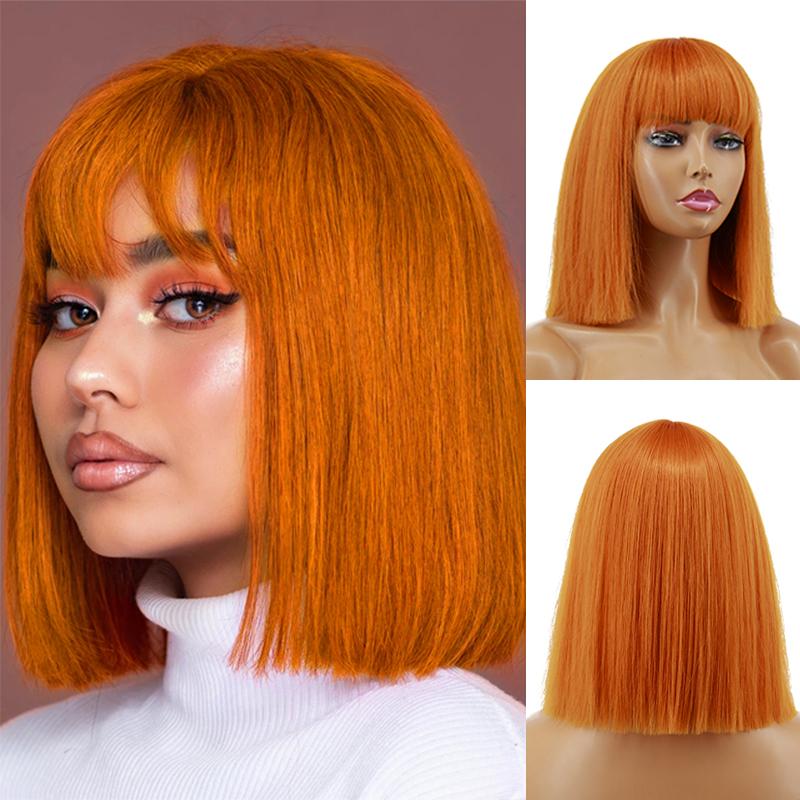 MISS WIG Женский короткий полужелтый черный прямой парик Боб с челкой, парик из синтетического волокна для женщин, повседневная одежда для косплея