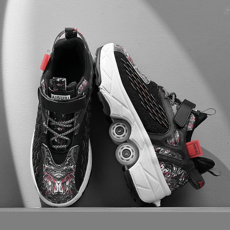 Трансформируемые роликовые коньки двойного назначения: Обувь с 4 колесами, для роликов, льда и ходьбы