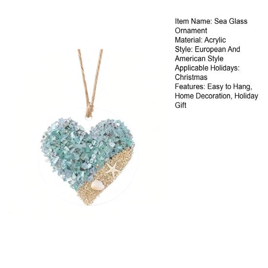 Рождественское украшение в виде сердца из морского стекла ручной работы для дома, офиса, праздничной вечеринки, рождественской елки, акриловое искусство из морского стекла, подвеска