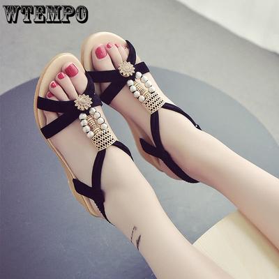 Женские сандалии в стиле бохо, модные женские сандалии на плоской подошве, летние туфли на плоской подошве