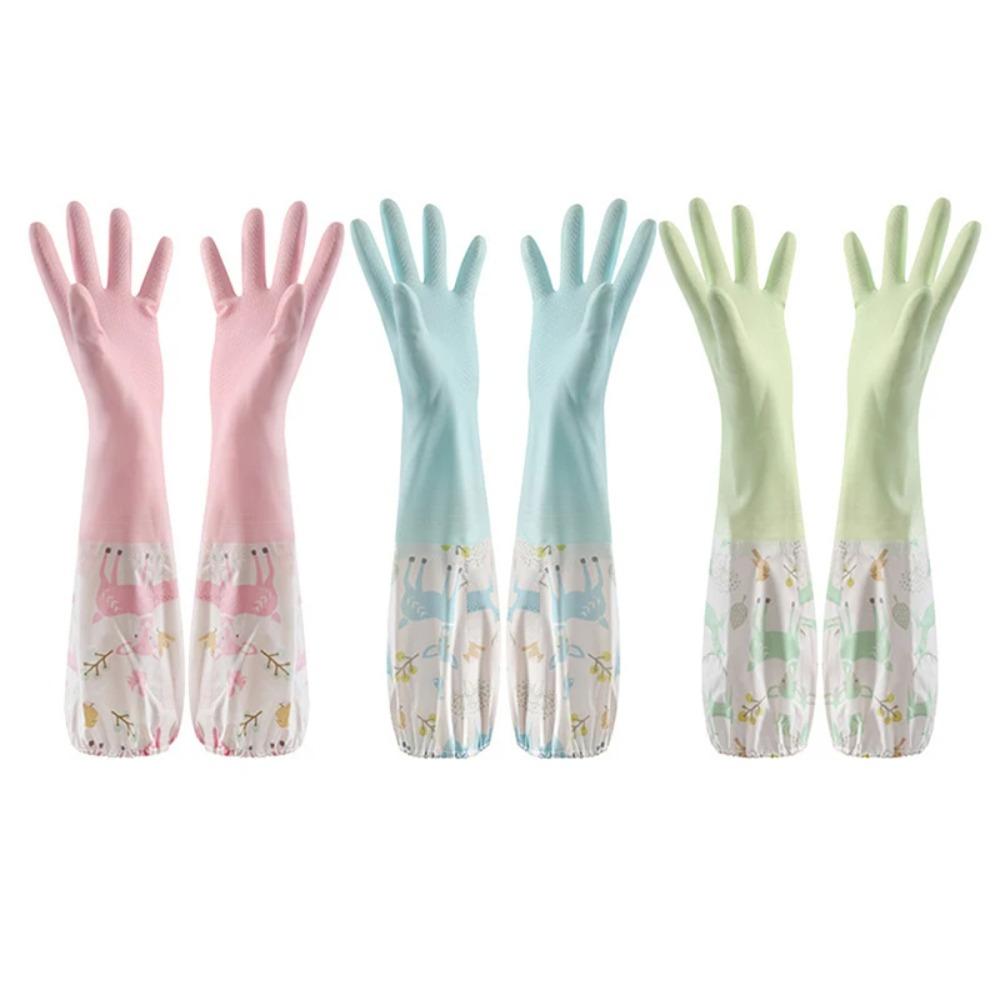 Elastic Band Mouth Waterproof Gloves Single Layer Rubber Gloves New Dishwashing Gloves Kitchen