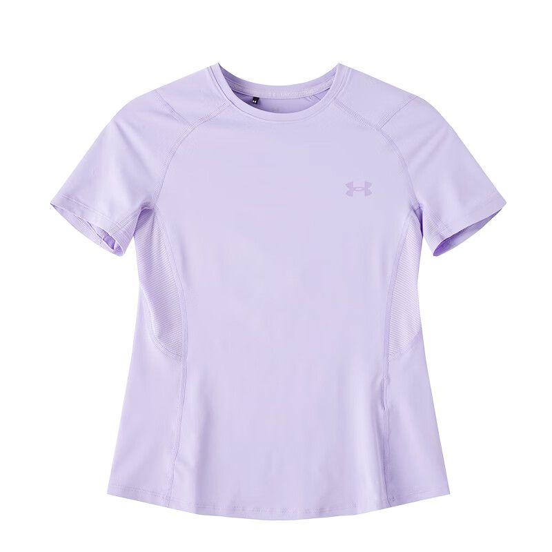 Under Armour Спортивный эластичный пуловер с коротким рукавом, футболка для бега, женские топы 6014345-536
