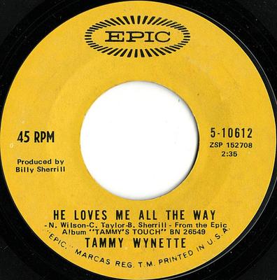 7-дюймовая пластинка TAMMY WYNETTE He Loves Me All The Way Our Last 510612 EPIC 1970 США Кантри/Фолк Б/у
