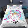 Unicorn Duvet Cover Set King Queen Size Pink 3D Print Cute Unicorn Star Rainbow Cloud for Kids Girls Boys Polyester Bedding Set