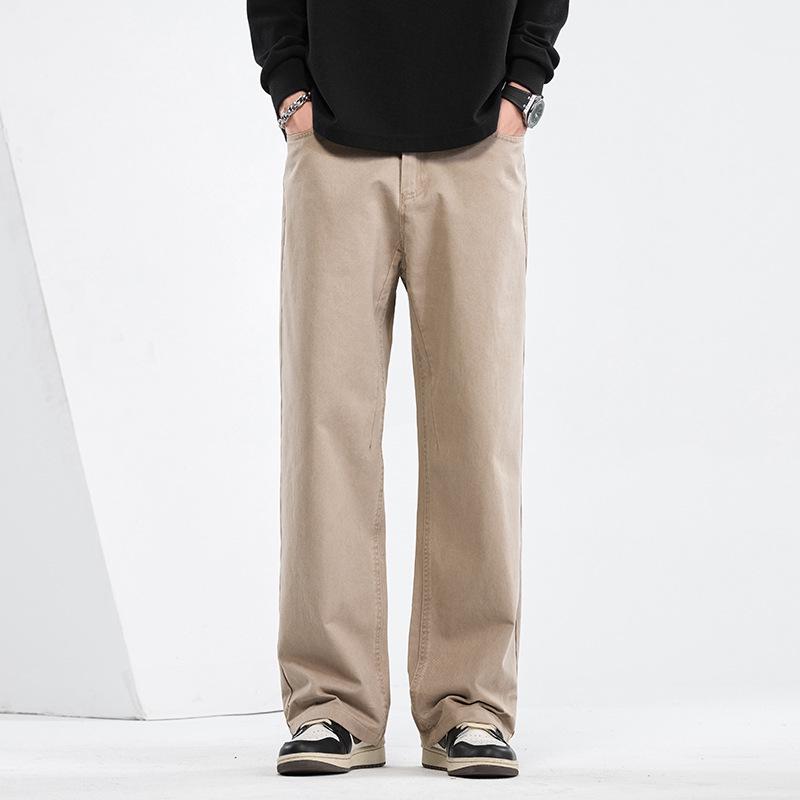 Mingge 2025 Мужские брюки свободного кроя с прямыми штанинами на весну/лето - Модные, однотонные, повседневные и универсальные.
