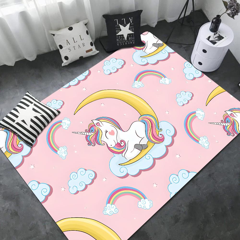 Cartoon Unicorn Animal Bathroom Mat Kids Room Bedroom Decoration Balcony Anti-Slip Doormat Living Room Bedside Area Rugs