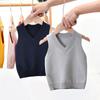 Boys and Girls Solid Color V-neck Sweater Vest Kids Top