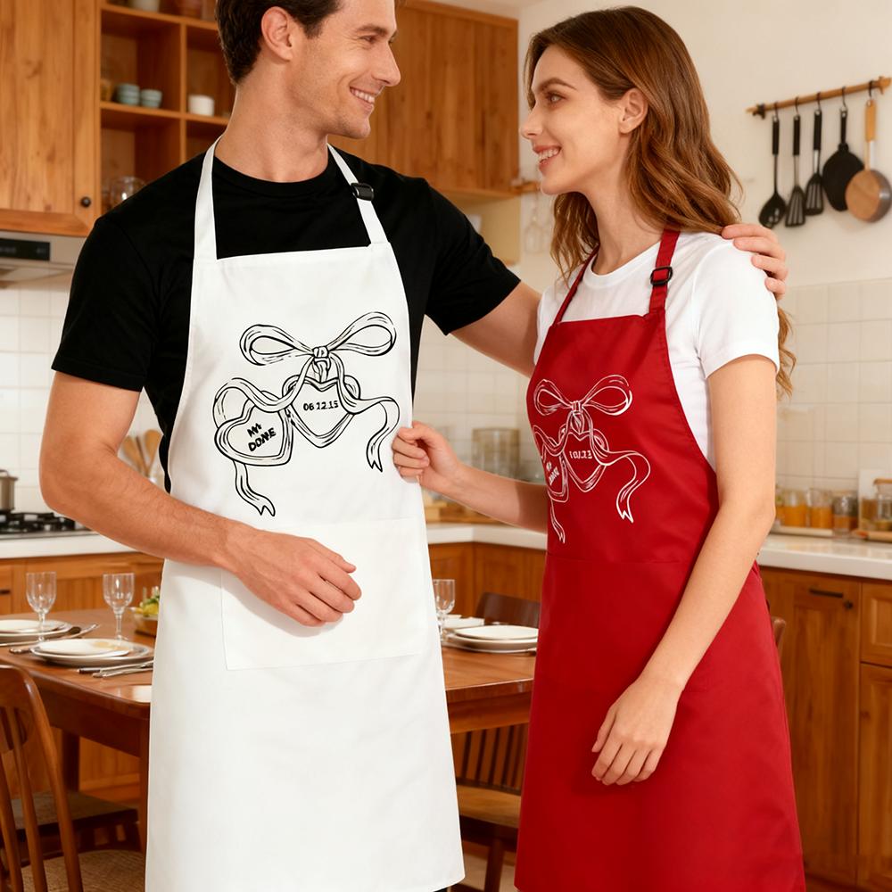 Персонализированные парные фартуки для молодоженов, свадебный подарок для невесты и жениха, подарки на годовщину и медовый месяц для новой пары